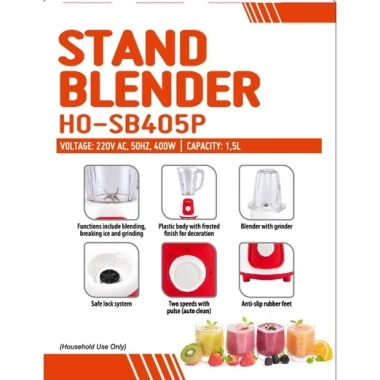Máy xay sinh tố Honey 1.5L HO-SB405P 6 tốc độ, tự làm sạch, bền bỉ, kèm cối phụ - Giá chỉ 333.500₫ 8 Máy xay sinh tố Honey 1.5L HO-SB405P 6 tốc độ, tự làm sạch, bền bỉ, kèm cối phụ - Giá chỉ 333.500₫ 8