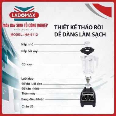 Máy Xay Sinh Tố Ladomax HA-9.112 1.860W – Bền Bỉ, 2.02 Triệu cho Quán Cà Phê, Nhà Hàng