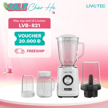 Máy xay sinh tố Livotec LVB-821 đa năng - xay thịt, xay khô, xay sinh tố nhanh, giao hàng sau Tết giá ưu đãi 1.314.000₫
