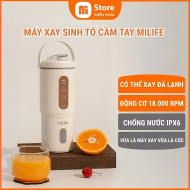 Máy xay sinh tố miLife pin 3.000mAh, xay đá mạnh, làm 20 cốc, chỉ 459.000₫