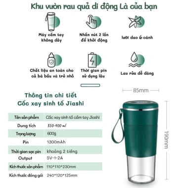 Máy xay sinh tố mini JUICER đa năng – Xay thịt, đá viên, sạc USB, cầm tay tiện lợi, BH 12 tháng 4