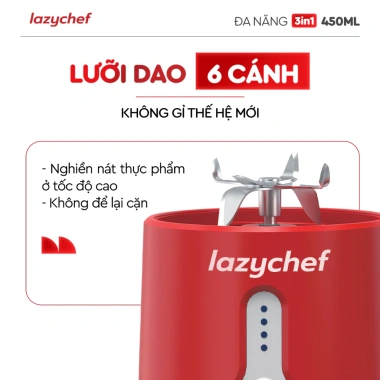 Máy xay sinh tố mini không dây Lazychef 3in1 6 lưỡi dao – Tích điện, đa năng, giá chỉ 690.000₫