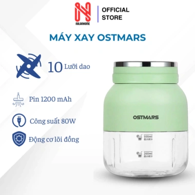 Máy xay sinh tố Ostmars cầm tay tích điện 10 lưỡi dao, dung tích 500ml, đa năng, giá 238.000 VND