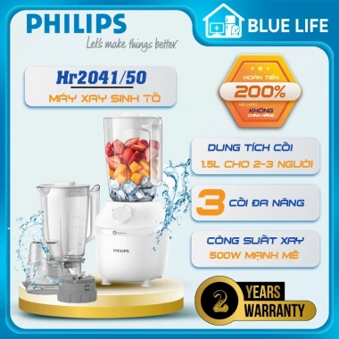 Máy Xay Sinh Tố Philips HR2.041 450W - 2 Cối Lớn 1 Cối Nhỏ, Hàng Chính Hãng, Giảm Giá 619k