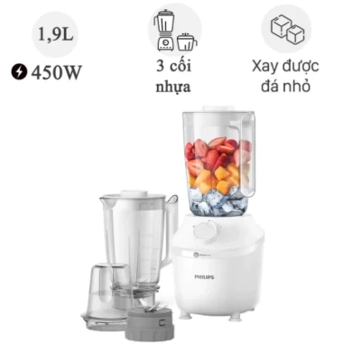 Máy Xay Sinh Tố Philips HR2.041 450W - 2 Cối Lớn 1 Cối Nhỏ, Hàng Chính Hãng, Giảm Giá 619k