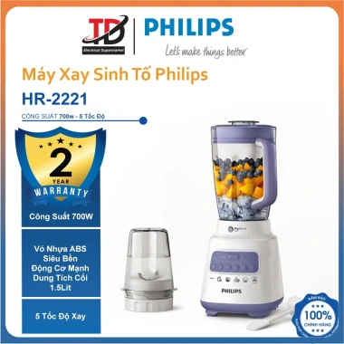 Máy Xay Sinh Tố Philips HR2.221 700W - Xay Đá, Xay Hạt, Bảo Hành 2 Năm, Giá 1.036.000₫