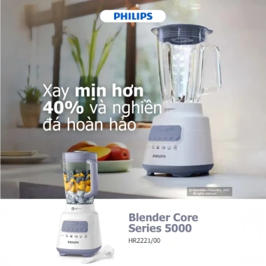 Máy xay sinh tố Philips HR2.221/00 700W - 5 tốc độ, nghiền đá non, BH 24 tháng, giảm giá 15% 4 Máy xay sinh tố Philips HR2.221/00 700W - 5 tốc độ, nghiền đá non, BH 24 tháng, giảm giá 15% 4
