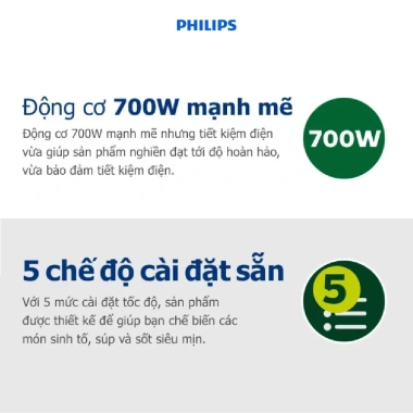 Máy xay sinh tố Philips HR2.221/00 700W - 5 tốc độ, nghiền đá non, BH 24 tháng, giảm giá 15% 6 Máy xay sinh tố Philips HR2.221/00 700W - 5 tốc độ, nghiền đá non, BH 24 tháng, giảm giá 15% 6