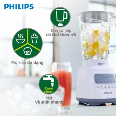 Máy xay sinh tố Philips HR2.221/00 700W xay mịn đá - Hàng chính hãng, BH 2 năm, 999.000₫