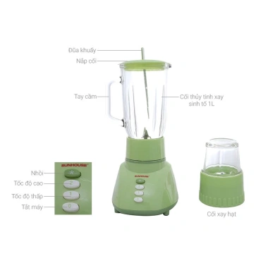Máy Xay Sinh Tố Sunhouse SHD5.112 350W - 2 Cối Thủy Tinh, Bảo Hành 12 Tháng, Giá chỉ 410.000₫