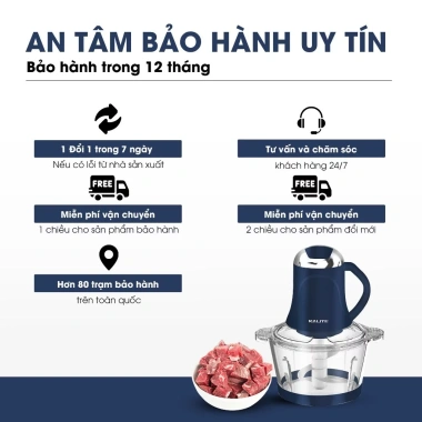 Máy xay sinh tố & thịt Kalite KM355 300W, 2 cối thủy tinh, bảo hành 24 tháng, 558.000đ