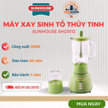 Máy xay sinh tố thủy tinh Sunhouse SHD5.112 Cối xay đa năng, dễ vệ sinh, bảo hành 12 tháng, giá 435.000 VND