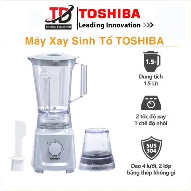 Máy Xay Sinh Tố Toshiba MX-60T 600W 1.5L - 2 Cối Lưỡi Dao Inox, Hàng Chính Hãng, Giá Ưu Đãi 699.000₫