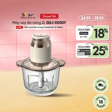 Máy xay thịt 2L Bear QSJ-D03D7 - Hàng chính hãng, BH 18 tháng, giá chỉ 619.000đ