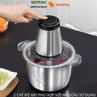 Máy Xay Thịt 2L Inox 304 Đa Năng - Xay Giò Chả, Cua Đồng, Đá Lạnh, Lưỡi Dao Siêu Tốc - Giá 224.952₫ 5