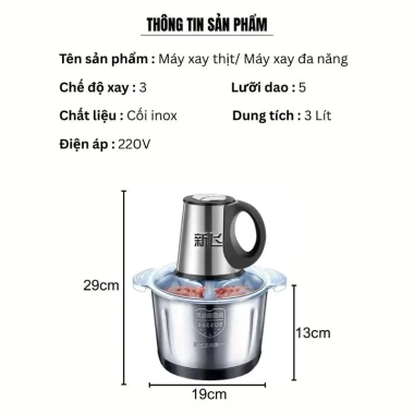 Máy Xay Thịt Asaki Cỡ Lớn 3L 5 Lưỡi Xay 3 Chế Độ Tùy Chỉnh Tiện Lợi Giá 329k 2