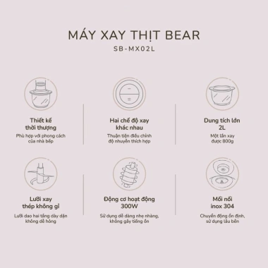 Máy xay thịt Bear 2L SB-MA02L 300W - 2 chế độ xay, giảm giá 21% 4