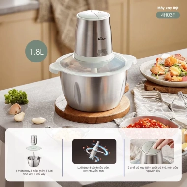Máy Xay Thịt Bear Đa Năng 4 Lưỡi Dao, Xay Nhanh Nhuyễn, Giá Ưu Đãi 650.000 VND