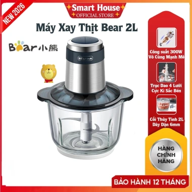 Máy Xay Thịt Bear QSJ-C03M1 2L, 300W, trục dao 4 lưỡi, cối thủy tinh - Giá chỉ 469.000₫