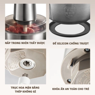Máy xay thịt Bear QSJ-L05H7 500W, cối xay INOX 2.6L đa năng, giảm giá 869k 5
