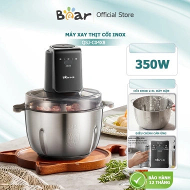 Máy xay thịt Bear QSJ-L05H7 inox 2.6L 500W đa năng, xay rau củ & sinh tố - Giá 869.000₫