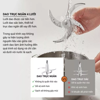 Máy xay thịt Bear QSJ-L05H7 inox 2.6L 500W đa năng, xay rau củ & sinh tố - Giá 869.000₫ 9 Máy xay thịt Bear QSJ-L05H7 inox 2.6L 500W đa năng, xay rau củ & sinh tố - Giá 869.000₫ 9