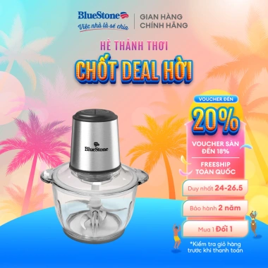 Máy Xay Thịt BlueStone CHB-5.145 2L 350W 2 Lưỡi Dao Kép Cối Thủy Tinh - Xay Mạnh An Toàn - BH 2 Năm - Giá 689.000đ