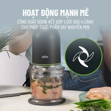 Máy Xay Thịt Braun CH3.011BK 500W 500ml – Khoá An Toàn, Bảo Hành 2 Năm, Chính Hãng, Giá Giảm 859.000₫