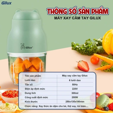 Máy xay thịt cầm tay Gilux GLY38 - 200W, cối thủy tinh 300ml, thiết kế nhỏ gọn, giảm giá 449k 8