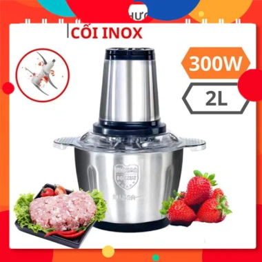 Máy xay thịt cối inox 2L đa năng, dao 4 lưỡi, công suất 300W - Giá chỉ 121.618 VND