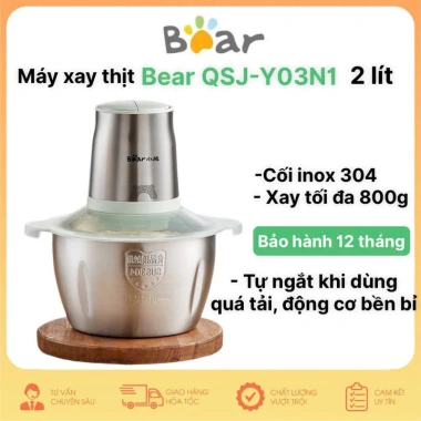 Máy xay thịt cối inox Bear QSJ-Y03N1 2L 300W Bảo hành 12 tháng giá chỉ 445.000đ 2