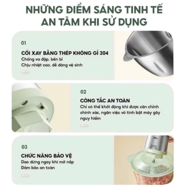 Máy xay thịt cối inox Bear QSJ-Y03N1 2L 300W Bảo hành 12 tháng giá chỉ 445.000đ 7