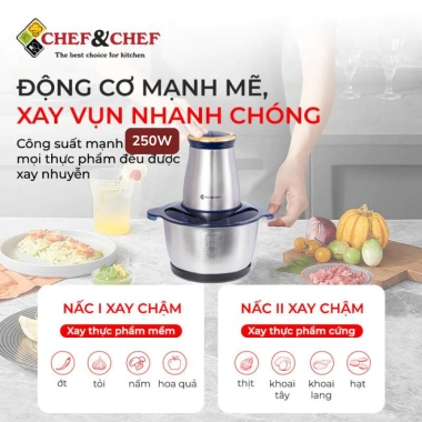 Máy xay thịt đa năng 2L - dao xay 4 lưỡi sắc bén, xay nhanh, giá 215.000₫