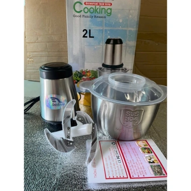 Máy Xay Thịt Đa Năng 2L Inox Cầm Tay 2 Chế Độ 4 Lưỡi Dao - Bền Lâu, BH 1 Năm