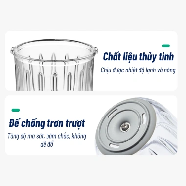 Máy xay thịt đa năng 300ml Misu Louis, cối thủy tinh, 6 lưỡi dao, 200W, xay thực phẩm dặm và rau củ, giá chỉ 162.000₫
