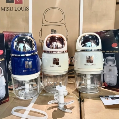 Máy xay thịt đa năng 300ml Misu Louis, cối thủy tinh, 6 lưỡi dao, 200W, xay thực phẩm dặm và rau củ, giá chỉ 162.000₫