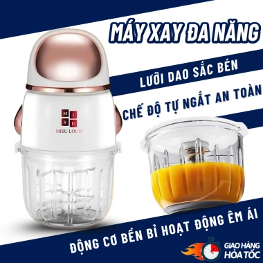 Máy xay thịt đa năng 300ml Misu Louis, cối thủy tinh, 6 lưỡi dao, 200W, xay thực phẩm dặm và rau củ, giá chỉ 162.000₫