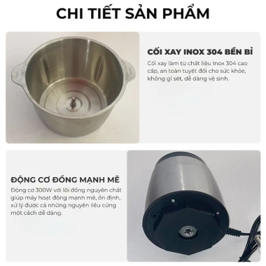 Máy xay thịt đa năng 300W SMARTIX - lưỡi dao kép chữ S, cối inox 304, dung tích 2L/3L, 295.000₫ 5