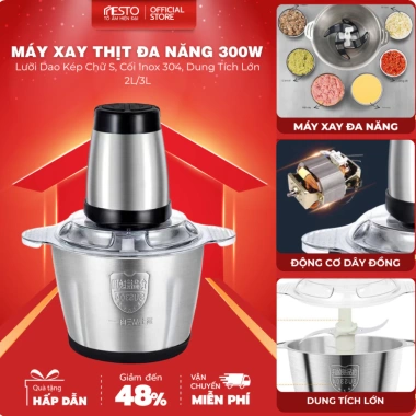 Máy xay thịt đa năng 300W SMARTIX - lưỡi dao kép chữ S, cối inox 304, dung tích 2L/3L, 295.000₫ 9