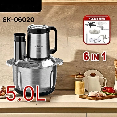 Máy xay thịt đa năng 6 trong 1 SOKANY công suất cao cối Inox cắt lát, đánh trứng, bóc tỏi - giảm 22%