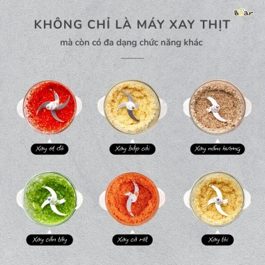 Máy Xay Thịt Đa Năng Bear 2L Cối Thủy Tinh Chống Ồn, Xay Nhuyễn Cá Rau Củ, Dễ Vệ Sinh SB-MA02L 5