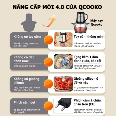 Máy Xay Thịt Đa Năng Bear QSJ-B02Q1 4 Lưỡi Kép 2L - Xay Thịt Rau Củ, Giá 349k giảm giá 3