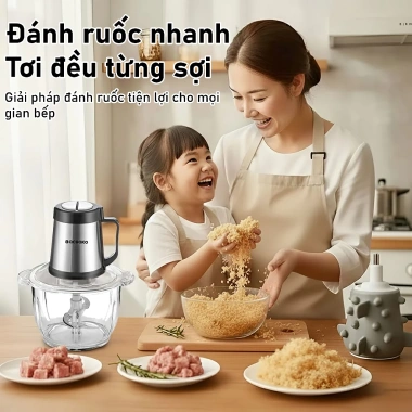 Máy Xay Thịt Đa Năng Bear QSJ-B02Q1 4 Lưỡi Kép 2L - Xay Thịt Rau Củ, Giá 349k giảm giá 8