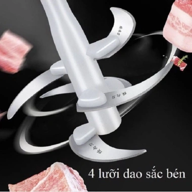 Máy Xay Thịt Đa Năng Inox 2L Cầm Tay 2 Chế Độ 4 Lưỡi Dao Siêu Bền BH 1 Năm 309.000 VND