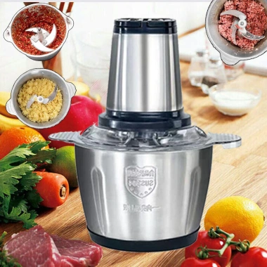 Máy xay thịt đa năng inox 2L, lưỡi dao thép 304,4, say sinh tố rau củ, cá, hoa quả - hàng loại 1, 129k