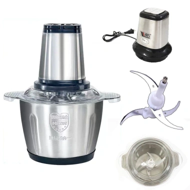 Máy xay thịt đa năng inox 2L, lưỡi dao thép 304,4, say sinh tố rau củ, cá, hoa quả - hàng loại 1, 129k