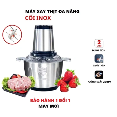 Máy xay thịt đa năng inox 2L, lưỡi dao thép 304,4, say sinh tố rau củ, cá, hoa quả - hàng loại 1, 129k