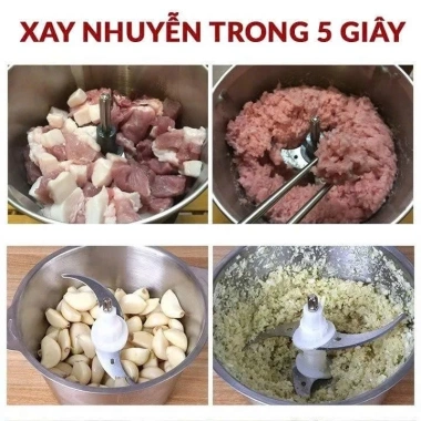 Máy xay thịt đa năng inox 304 2L 200W – 4 lưỡi dao xay thịt cá, rau củ, sinh tố, giá 119k