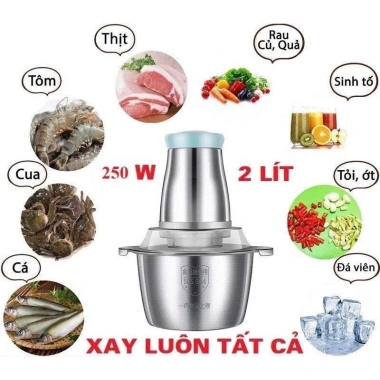 Máy xay thịt đa năng inox 304 2L 200W 4 lưỡi dao xay thịt cá rau sinh tố - 109.000₫