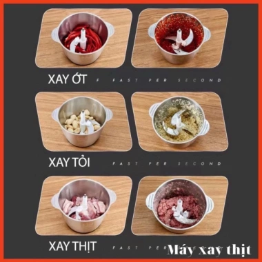Máy xay thịt đa năng inox 304 2L 200W 4 lưỡi dao xay thịt cá rau sinh tố - 109.000₫